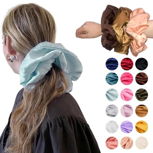 Jumbo Satin Hair Accessories 18 Colors Elastic Scrunchies for Thick Hair Women G main image 7